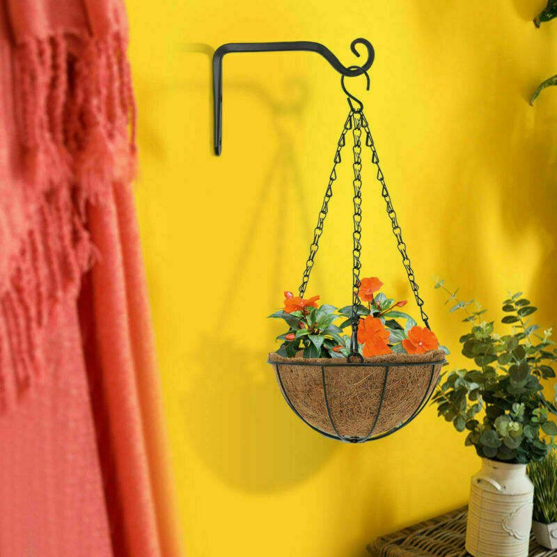 4/8PCS Metal Hanging Basket Brackets Garden Plant Hanger Hook Wall