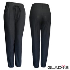 GLADYS - LEGGINS DONNA JOGGER LUNGO ESTIVO COSTINA ELASTICIZZATO NERO COMFORT