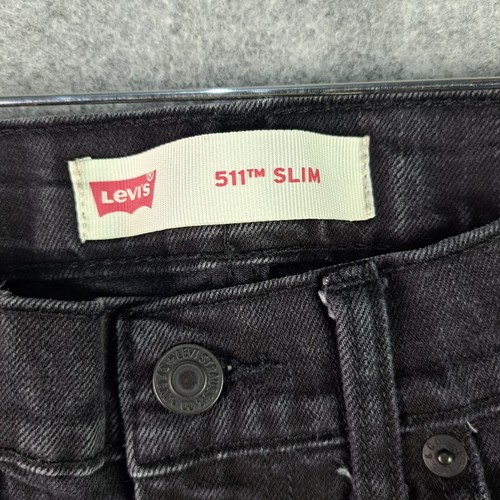 Levi's 511 Pants Boys 12 Regular W26 L26 Black Slim Mid Rise Denim 5836 - Picture 2 of 16