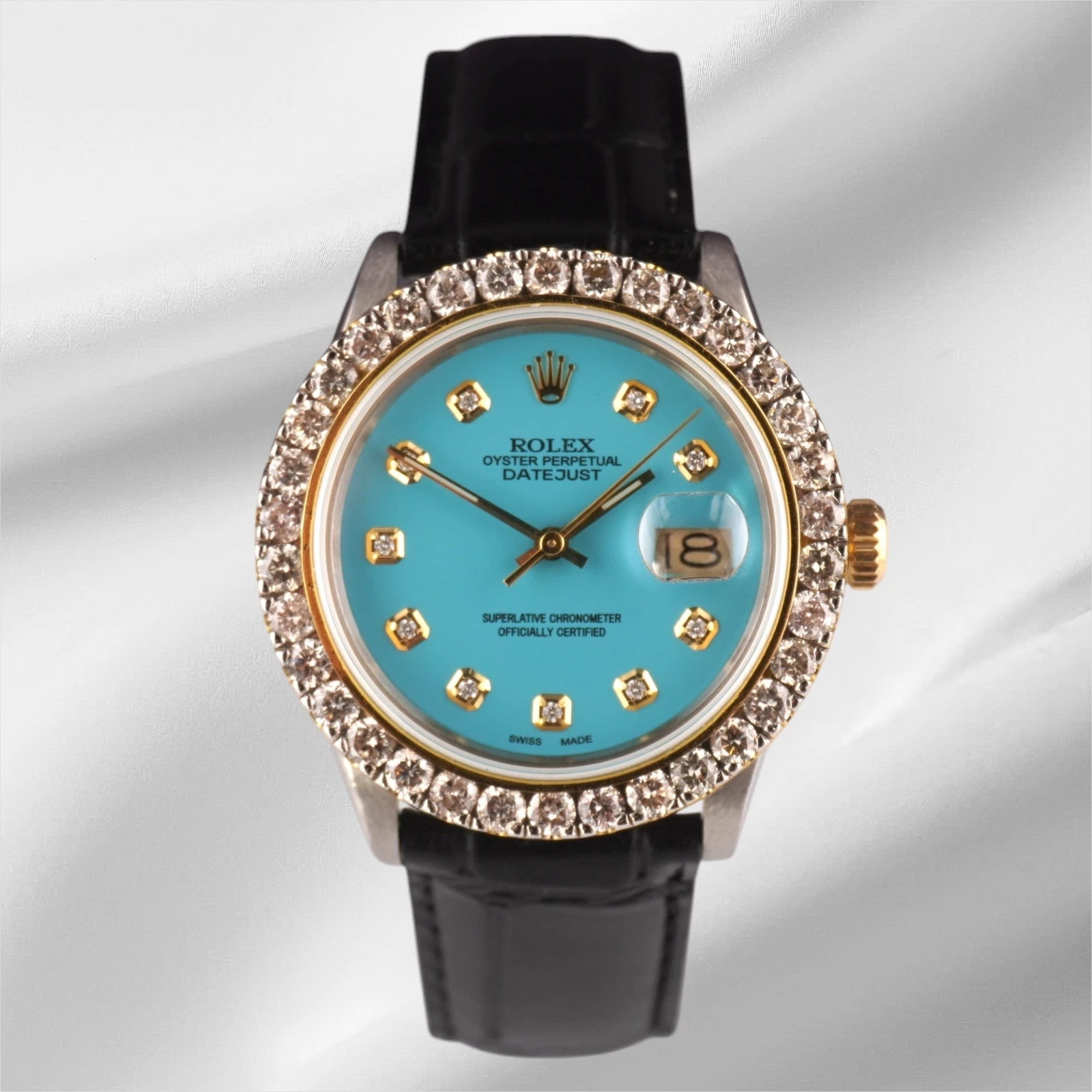 Rolex — Rolex Datejust 36mm 2-Tone 2.50ct Baby Blue Diamonds Dial Men's Watch