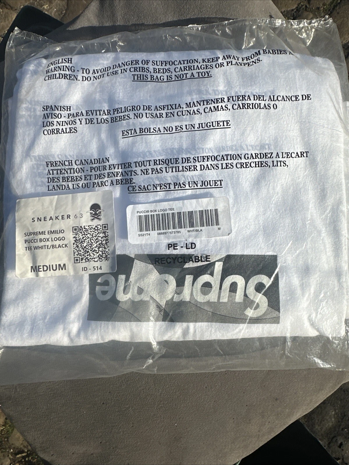 Tee shirt Supreme Emilio Pucci Box Logo Bruyère Blanc/Noir SS21   Medium Neuf