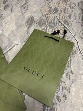 New GUCCI Embossed Green Small Shopping Gift Bag 13.5" X 10”X 5.5"