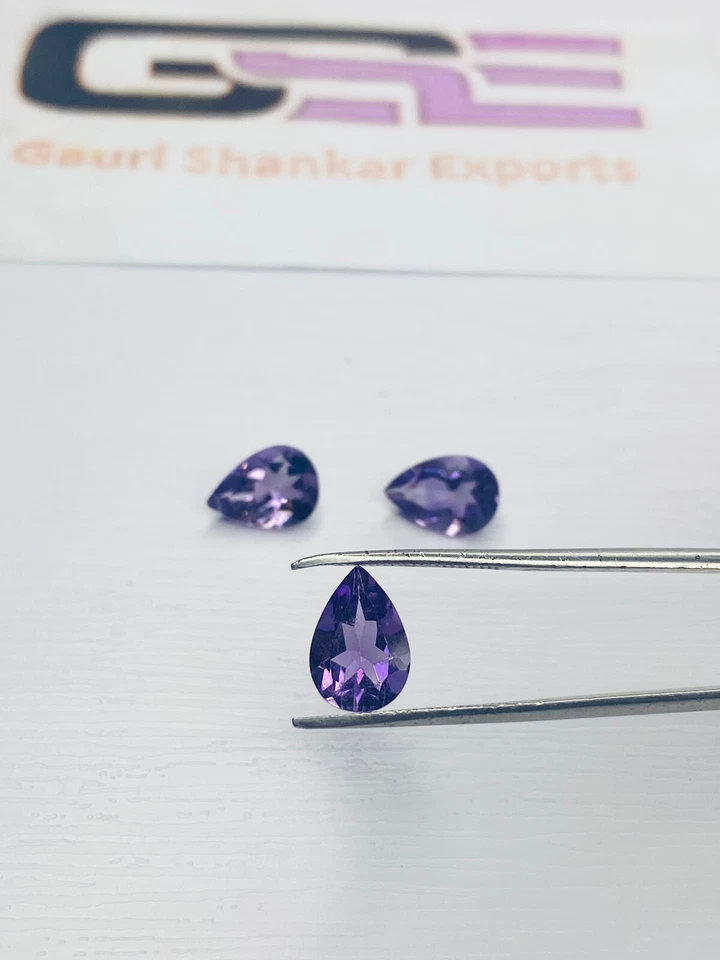 Brazil Amethyst Faceted Pear Cut Loose Gemstone 6x4 mm TO 15x10mm Natural DG - Image 2 of 4