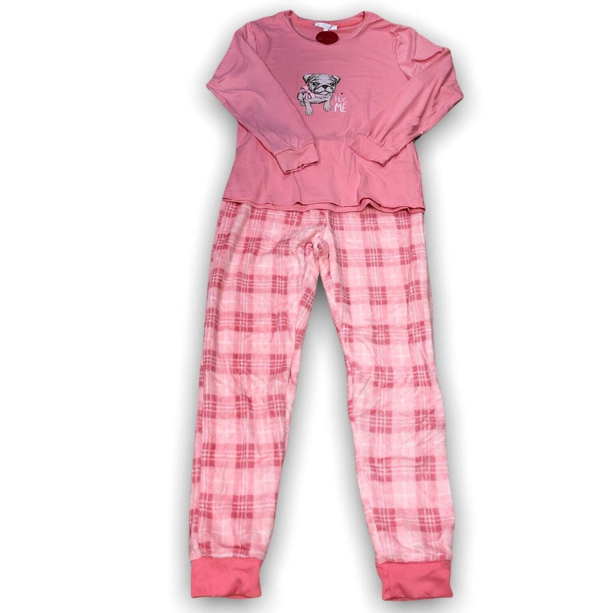 CHARMOUR Women's Pajama Set with Solid Jersey Knit Top Plush