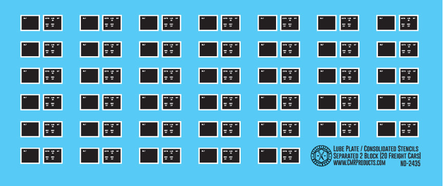 HO Scale - Freight Car Labels - 1970s Separated 2 Block Lube Plates