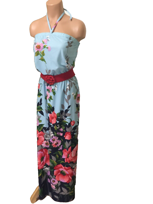 Vintage Hawaii halter dress Retro sleeveless floral blue maxi dress Pomare M | eBay Vintage Hawaii halter dress Retro sleeveless floral blue maxi dress Pomare M | eBay