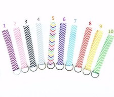 Multi color Chevron polyester Wristlets Key Fob Key Ring Keychain