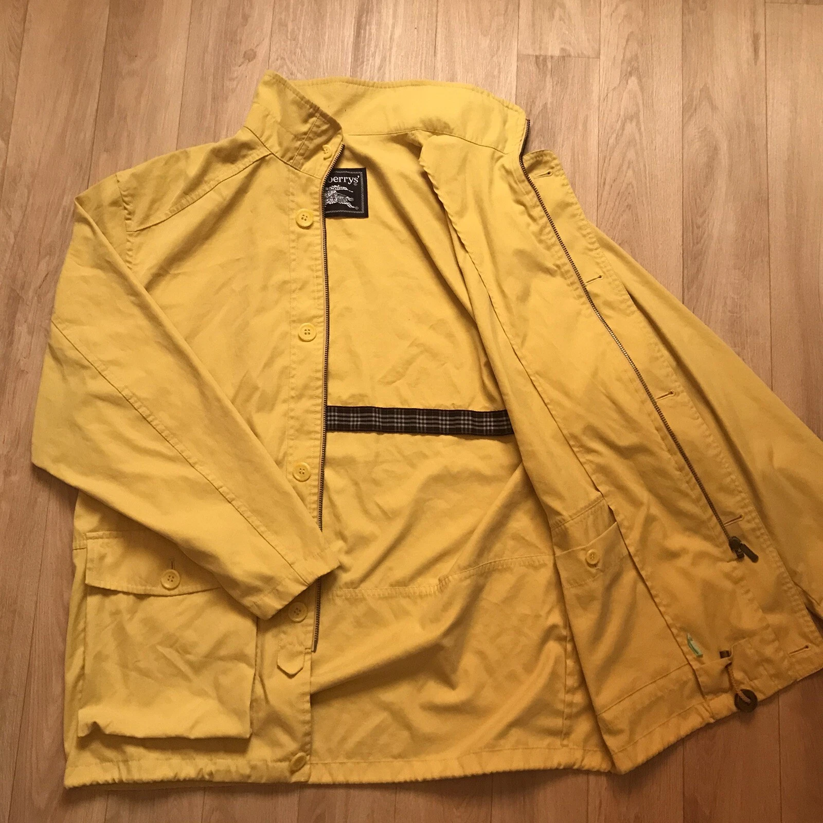 burberry cappotto giacca nova chek leggero OVERCOAT cotone uomo giallo taglia M 38