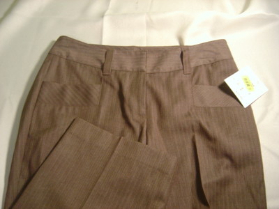 Damen Kenzie Braune Nadelstreifen Flach Vorne Capri Größe 2 Nwt