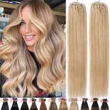 Thick 200s Micro Loop Ring 100 Remy Human Hair Extensions Tips Beads Asp Blonde