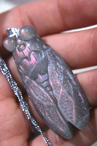crystal labradorite Cicada Carved 