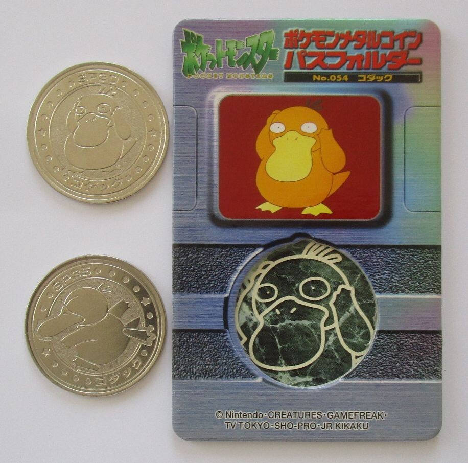 Pokemon Psyduck No.054 Battle Coin Folder Medal Metal Meiji 1998