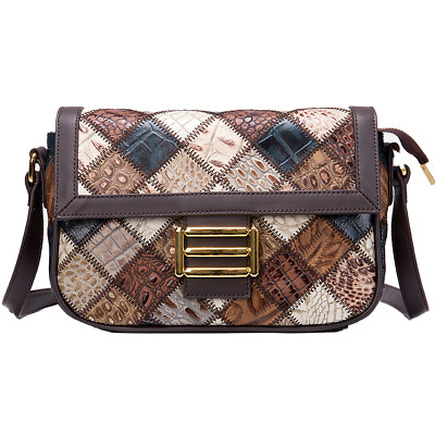 Chic Embossed Leather Crossbody Bag with Golden Hardware