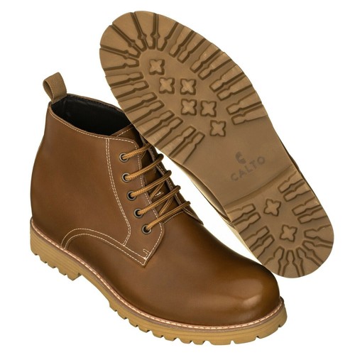 CALTO Men's Invisible 3.4" Height Increasing Elevator Plain Toe Classic Boots - Picture 10 of 21