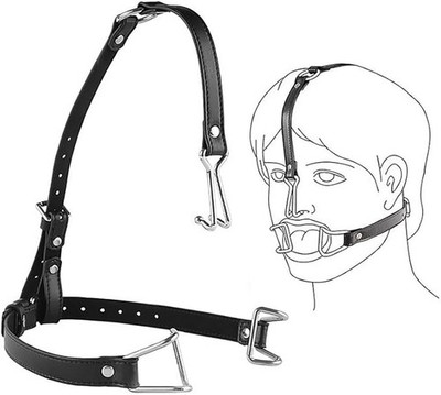 Adjustable Nose Hook with Mouth Gag Head Harness Bondage Restraint Oral Fixation