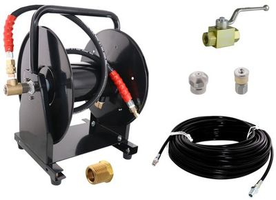 #ad Scheiffer Sewer Jetter Kit Ball Valve Hose Reel 1 8quot; x 150#x27; Hose and Nozzles $429.99