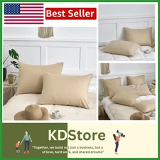 Luxurious Waffle Weave Euro Sham Pillow Covers - Set of 2, 20x36", Camel