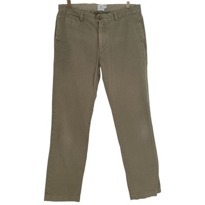 Sunspel Mens Chino Trousers W34 L32 Khaki Green Cotton Twill Pants