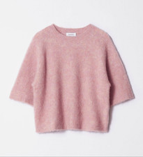 Other Stories Knit Top ALPACA Merino Wool Crewneck Short Sleeve Light Pink Sma