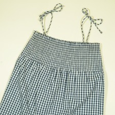 Tory Burch Gingham Smocked Beach Dress Womens S Blue White New