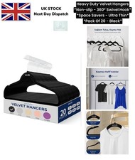 Velvet Non Slip Hanger Set 20 Pieces 360 Swivel Hook Ultra Thin Space Saving