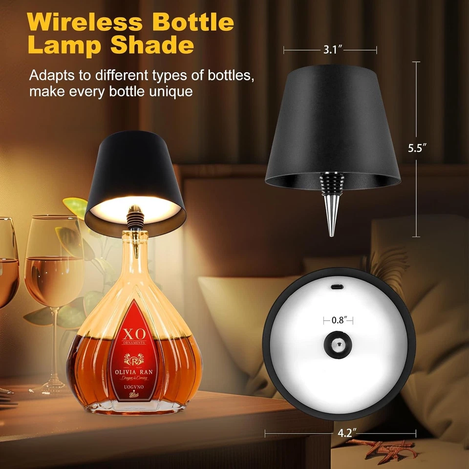 New Rechargeable Wireless Wine Bottle Lamp - 3 Colors, for Bar Restaurant - Image 2 of 4