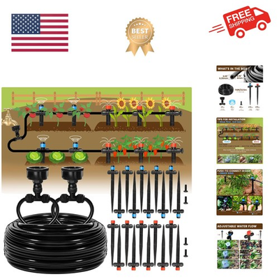 #ad 110FT Quick Connect Drip Irrigation Kit Garden Watering System DIY Automatic... $41.39