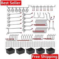 114 pcs Pegboard Hooks Assortment with Metal Hooks Sets, Pegboard Bins, Peg L...