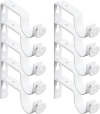 White Adjustable Curtain Rod Brackets 10 Pack Drapery Rod Bracket for Maximum...