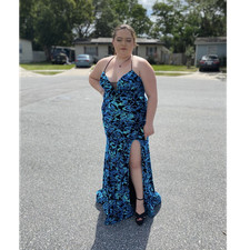 Women s Multicolor Floral Sequin V-Neck Mermaid Long Formal Dress Slit OS