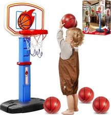 Toddler Basketball Hoop Indoor, Adjustable Basketball Goal for Kids with 4 Balls