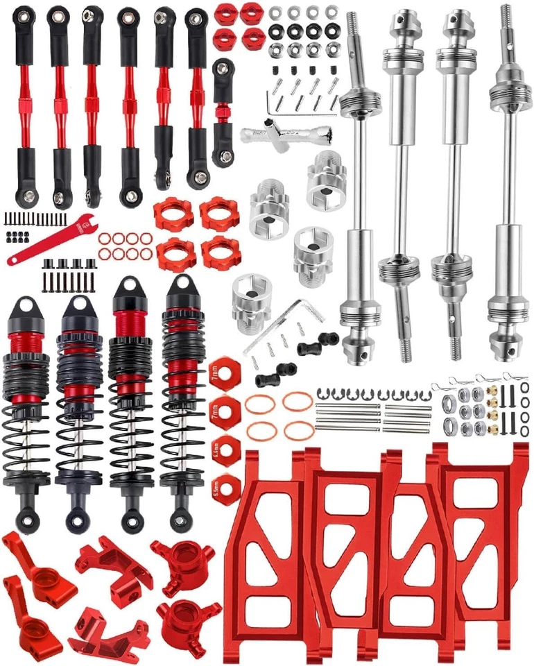 High-Performance Aluminum and Steel Upgrade Parts for RC Slash 4x4 Models, Red - Image 3 of 4