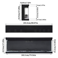 Image of 50/60/80" Electric Fire Media Wall Glass Fireplace LED Free Stand/Insert Mounted