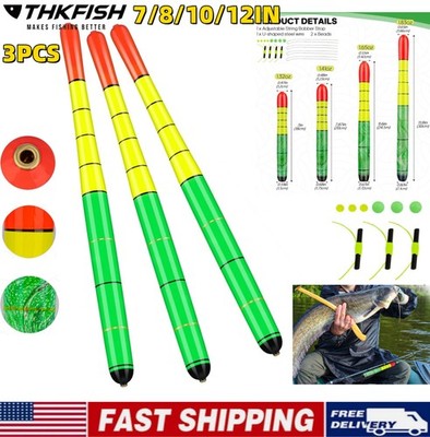 3PCS High Visibility 7''/8''/10''/12''Weighted Fishing Pole Float Glow-in-the-Dark 