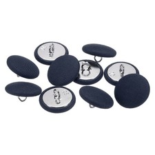 10pcs 23mm Fabric Cloth Covered with Metal Shank Round Sewing Buttons, Navy Blue