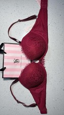 Victoria's Secret Dream Angels Lace Velvet Push Up Bra 32DD Purple NWT