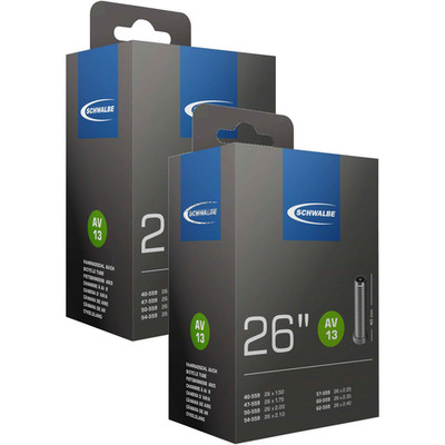 Schwalbe Standard Tubes - 26 x 1.50-2.50'', 40mm Schrader Valve, Pack of 2