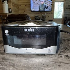 RCA Dual Alarm CD Clock Radio AM/FM Digital Display Black Silver