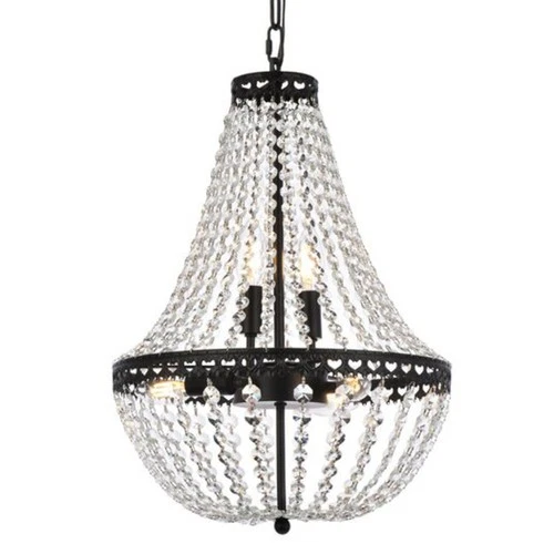 Elegant Lighting 1113D14 Valeria 5 Light 14"W Crystal Empire - Black - Picture 1 of 7