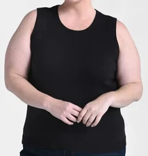 CJ Banks Size 2X Dressy Black sweater shell, round neckline, sleeveless NWT