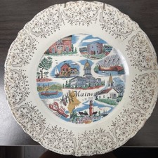 Vintage Maine State Souvenir Collectible Plate