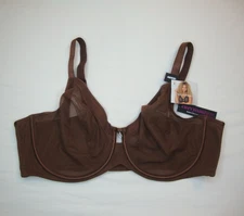 Curvy Couture Sheer Mesh Unlined Bra 40DDD UW #1311 Sexy Lingerie Brown