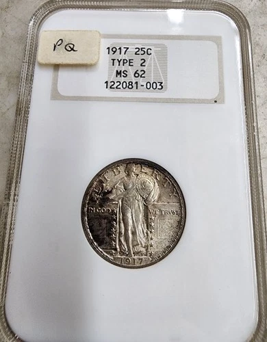 Rare NGC Generation 3 Holder 1917 Standing Liberty Type 2 Quarter MS62