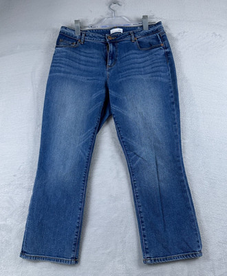 Ann Taylor Loft Curvy Kick Crop Jeans Women Size 30/10 Mid Rise Medium Wash Blue