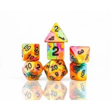 Rainbow Gold Polyhedral Dice Set - Sirius Dice
