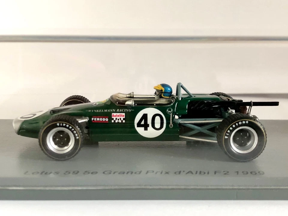 F1 1/43 Spark SF187 Lotus 59 N°40 R.Peterson 5e Grand Prix D'Albi F2 1969, Used - Immagine 3 di 4