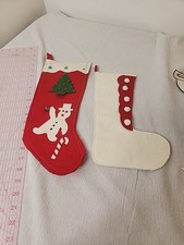 Vintage Set of 2 Felt Beads Christmas Stockings Mantle Decorative