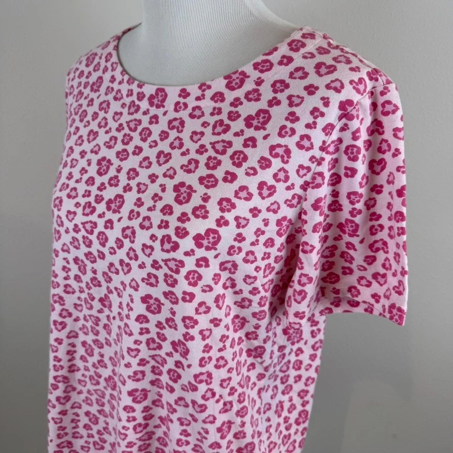 Coral Bay女式大号粉色豹纹短袖动物衬衫上衣 — 第 4/4 张图片