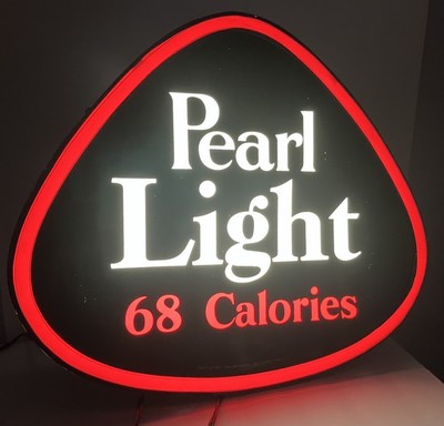 Lighted  PEARL LIGHT 68 Calories Beer  Advertising Sign   RARE OLD NEW STOCK