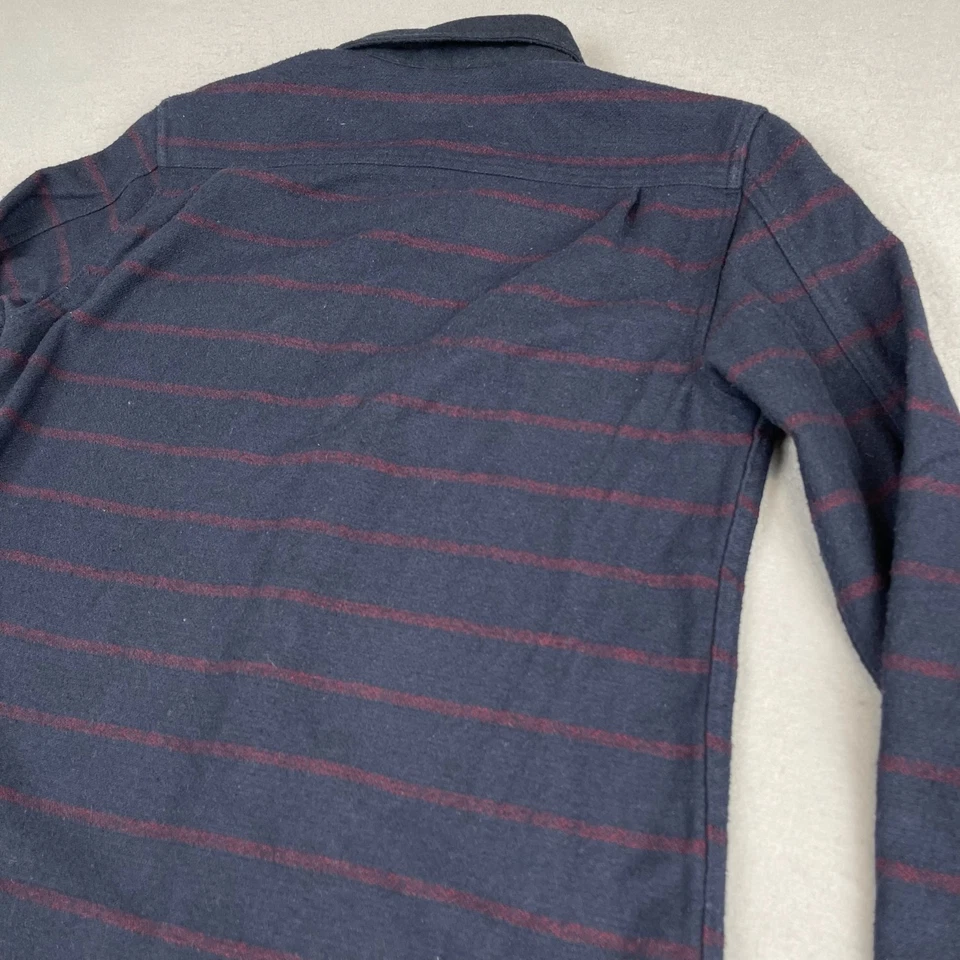 ROARK REVIVAL Shirt Jacket Mens Small Striped Navy Flannel Shacket Wool - Image 2 of 4